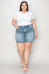 Judy Blue Full Size High Waist Rhinestone Decor Denim Shorts Light OutfitFlow